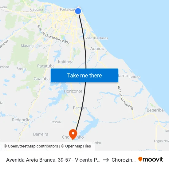 Avenida Areia Branca, 39-57 - Vicente Pinzon to Chorozinho map