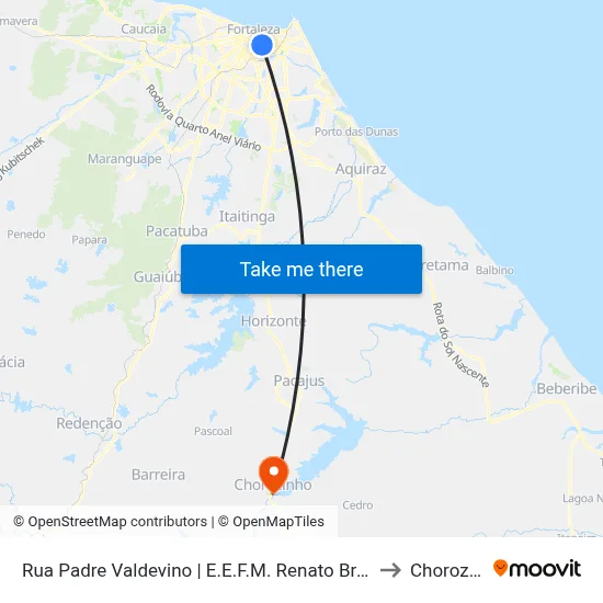 Rua Padre Valdevino | E.E.F.M. Renato Braga - Aldeota to Chorozinho map