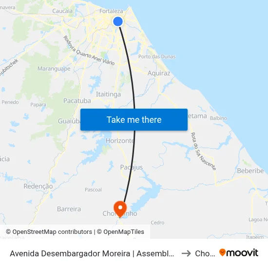 Avenida Desembargador Moreira | Assembleia Legislativa Do Estado Do Ceará - Dionísio Torres to Chorozinho map