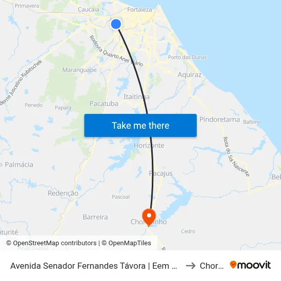 Avenida Senador Fernandes Távora | Eem Mariano Martins - Henrique Jorge to Chorozinho map