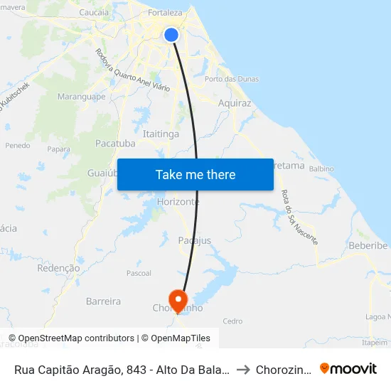 Rua Capitão Aragão, 843 - Alto Da Balança to Chorozinho map