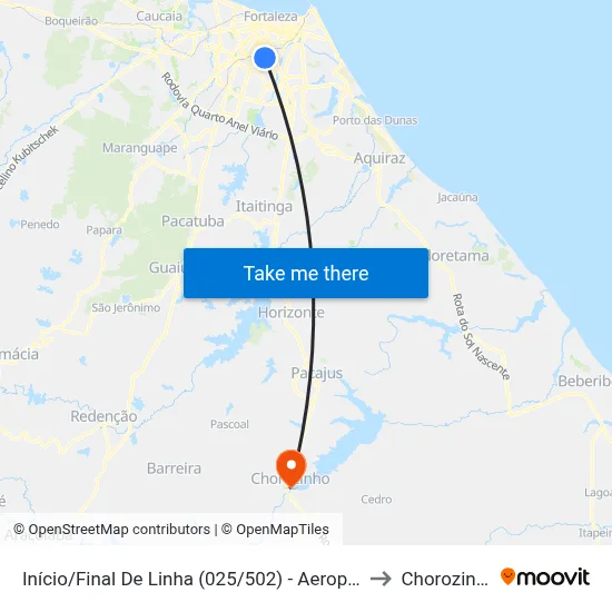 Início/Final De Linha (025/502) - Aeroporto to Chorozinho map