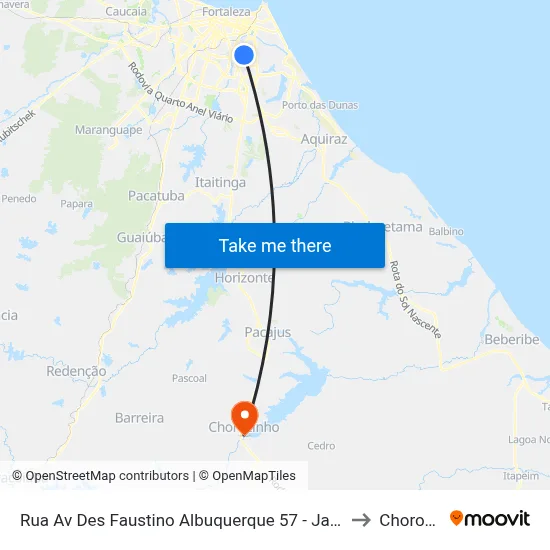 Rua Av Des Faustino Albuquerque 57 - Jardim Das Oliveiras to Chorozinho map