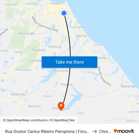 Rua Doutor Carlos Ribeiro Pamplona | Fórum Clóvis Beviláqua - Edson Queiroz to Chorozinho map