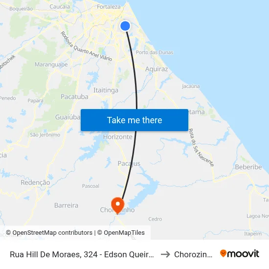 Rua Hill De Moraes, 324 - Edson Queiroz to Chorozinho map