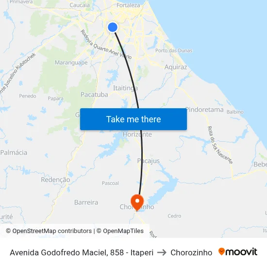Avenida Godofredo Maciel, 858 - Itaperi to Chorozinho map