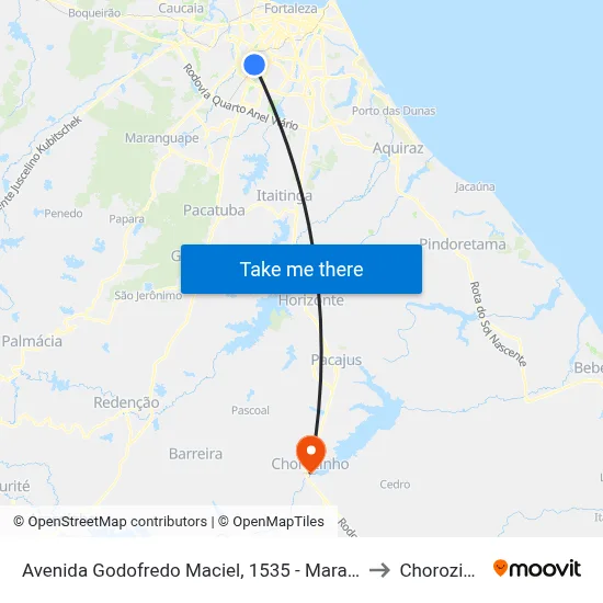 Avenida Godofredo Maciel, 1535 - Maraponga to Chorozinho map