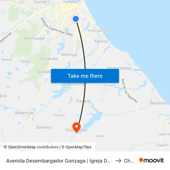Avenida Desembargador Gonzaga | Igreja De Nossa Senhora Da Glória - Cidade Dos Funcionários to Chorozinho map