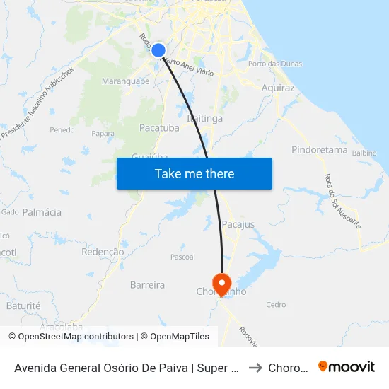 Avenida General Osório De Paiva | Super Vilton - Alto Alegre to Chorozinho map