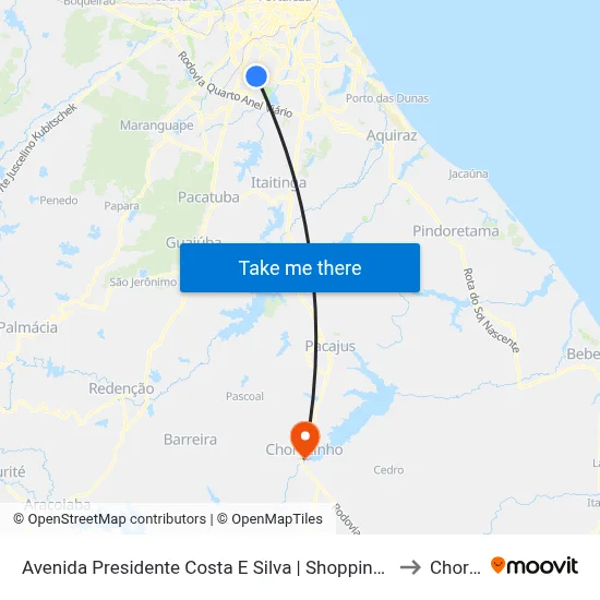Avenida Presidente Costa E Silva | Shopping Pátio Arvoredo - Parque Dois Irmãos to Chorozinho map