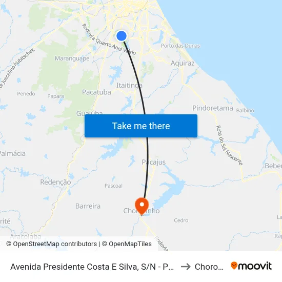 Avenida Presidente Costa E Silva, S/N - Prefeito José Walter to Chorozinho map