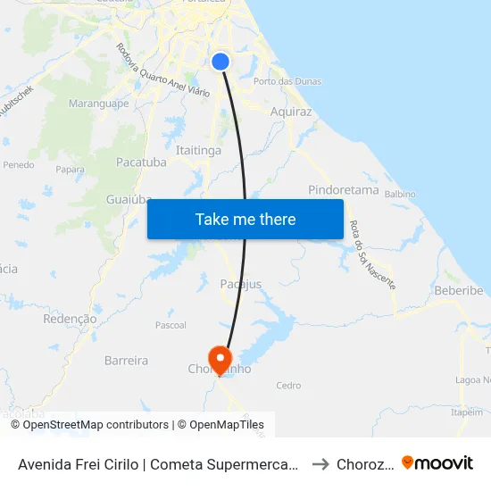 Avenida Frei Cirilo | Cometa Supermercados - Messejana to Chorozinho map