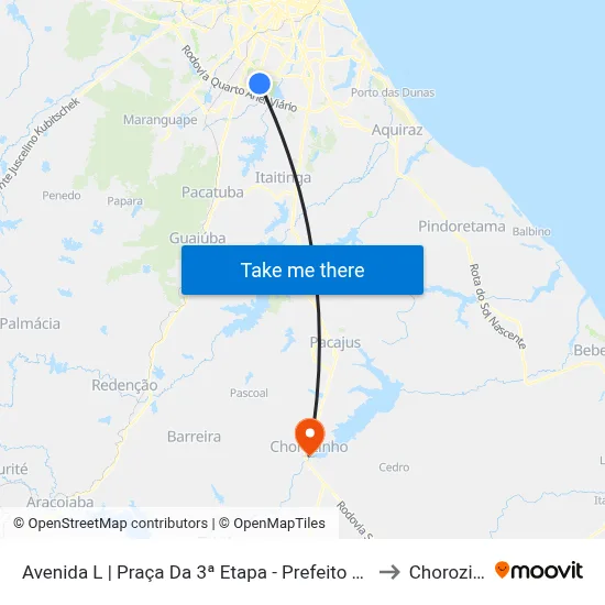 Avenida L | Praça Da 3ª Etapa - Prefeito José Walter to Chorozinho map