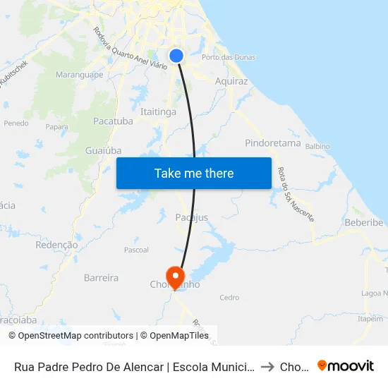 Rua Padre Pedro De Alencar | Escola Municipal Demócrito Rocha - Parque Santa Maria to Chorozinho map