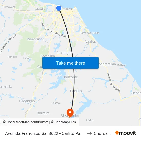 Avenida Francisco Sá, 3622 - Carlito Pamplona to Chorozinho map