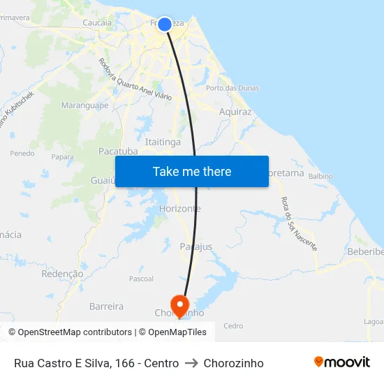 Rua Castro E Silva, 166 - Centro to Chorozinho map