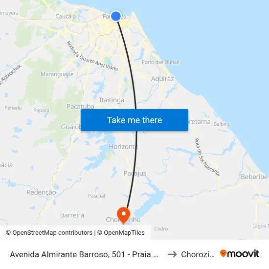 Avenida Almirante Barroso, 501 - Praia De Iracema to Chorozinho map