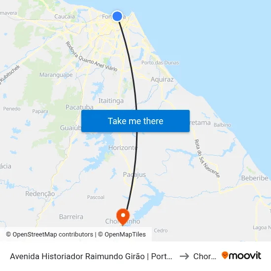 Avenida Historiador Raimundo Girão | Portal Da Praia Hotel - Praia De Iracema to Chorozinho map
