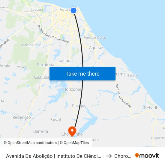 Avenida Da Abolição | Instituto De Ciências Do Mar - Meireles to Chorozinho map