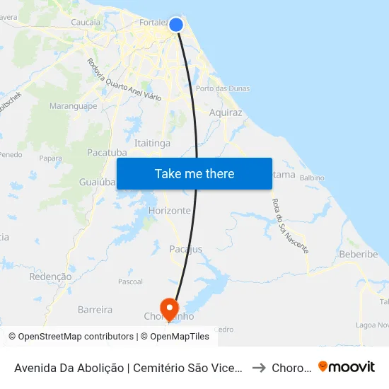 Avenida Da Abolição | Cemitério São Vicente De Paula - Mucuripe to Chorozinho map