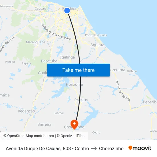 Avenida Duque De Caxias, 808 - Centro to Chorozinho map