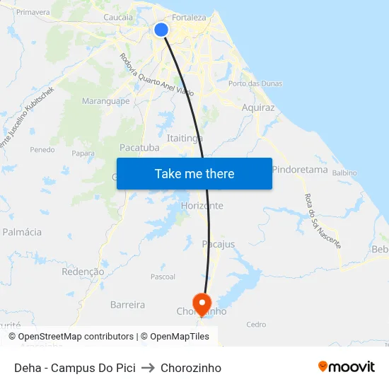 Deha - Campus Do Pici to Chorozinho map