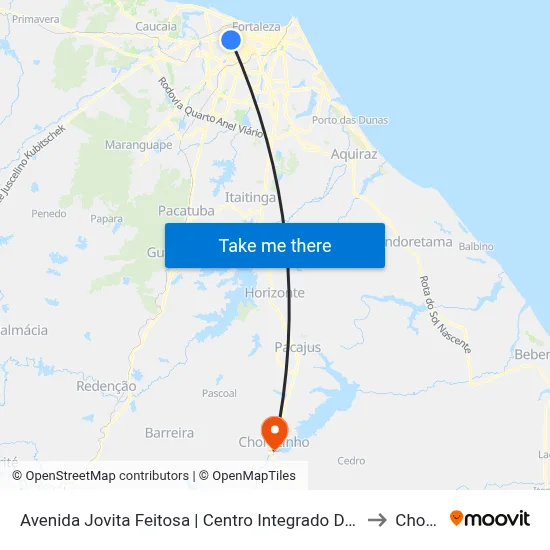 Avenida Jovita Feitosa | Centro Integrado De Segurança De Fortaleza - Parquelândia to Chorozinho map