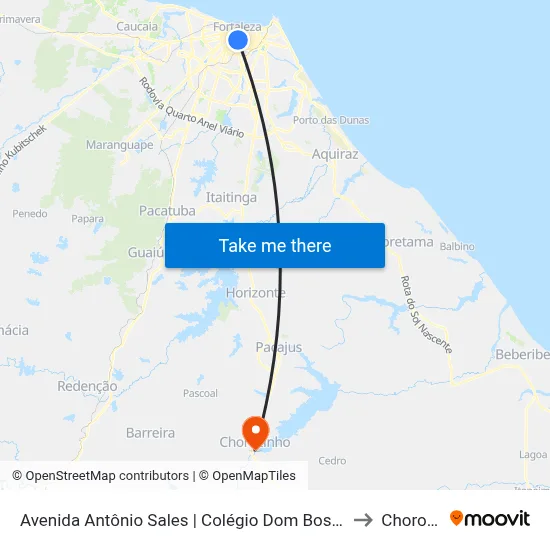Avenida Antônio Sales | Colégio Dom Bosco - Joaquim Távora to Chorozinho map