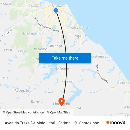 Avenida Treze De Maio | Itaú - Fátima to Chorozinho map