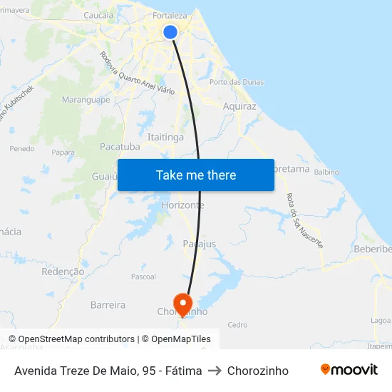 Avenida Treze De Maio, 95 - Fátima to Chorozinho map