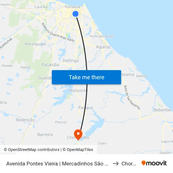 Avenida Pontes Vieira | Mercadinhos São Luiz - São João Do Tauape to Chorozinho map
