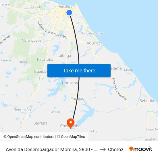 Avenida Desembargador Moreira, 2800 - Dionísio Torres to Chorozinho map