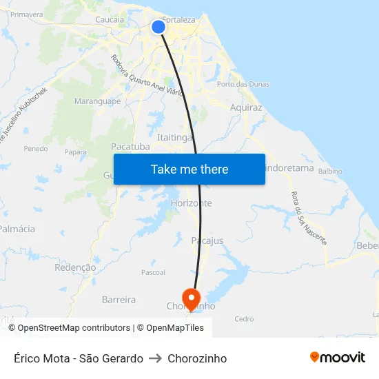 Érico Mota - São Gerardo to Chorozinho map