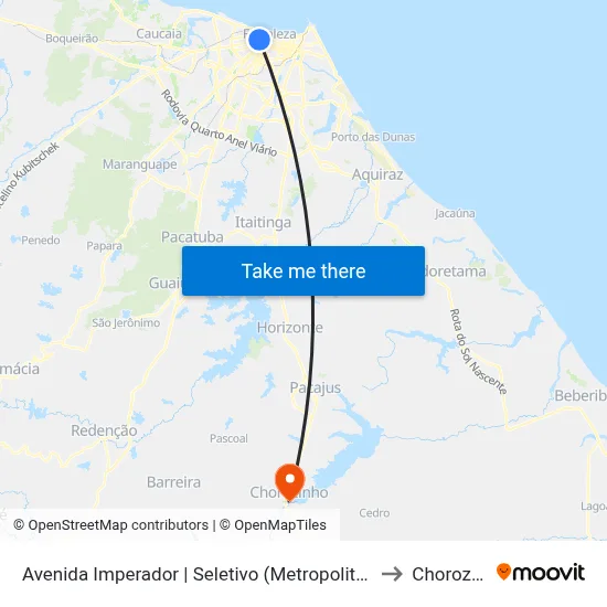 Avenida Imperador | Seletivo (Metropolitano) - Centro to Chorozinho map