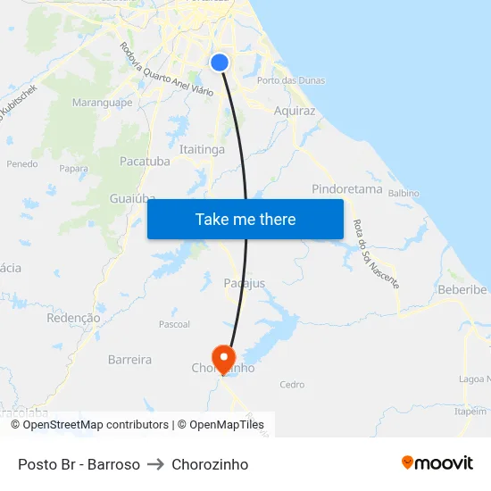 Posto Br - Barroso to Chorozinho map