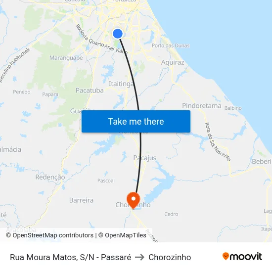 Rua Moura Matos, S/N - Passaré to Chorozinho map
