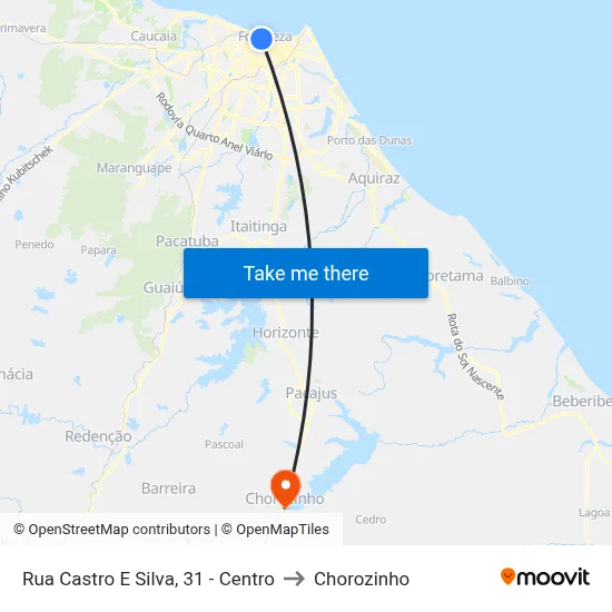 Rua Castro E Silva, 31 - Centro to Chorozinho map