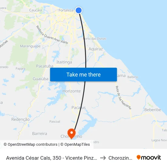 Avenida César Cals, 350 - Vicente Pinzón to Chorozinho map