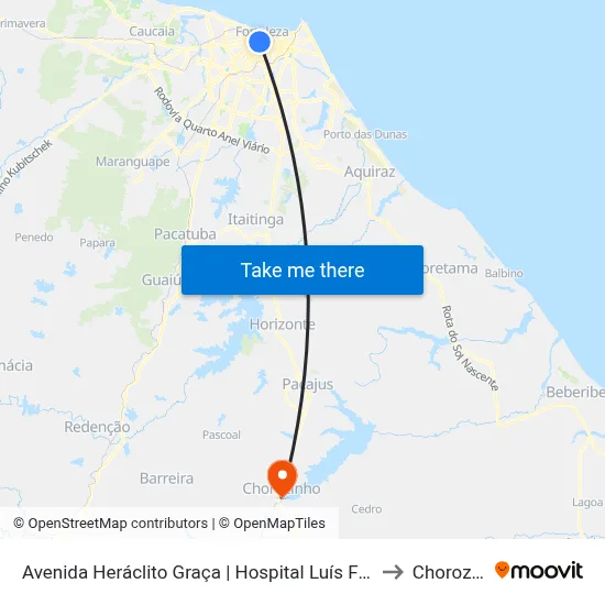 Avenida Heráclito Graça | Hospital Luís França - Centro to Chorozinho map