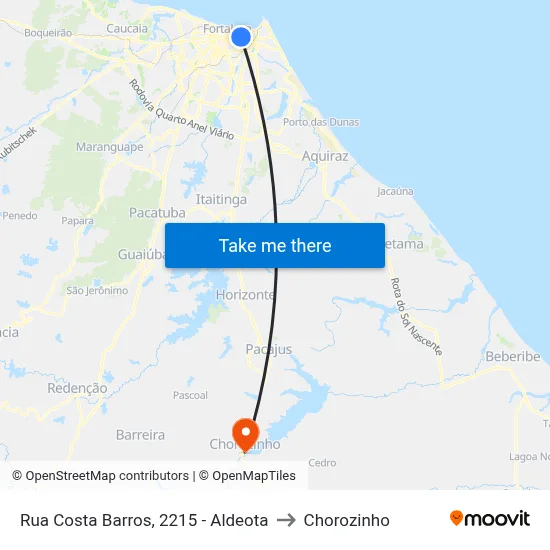 Rua Costa Barros, 2215 - Aldeota to Chorozinho map