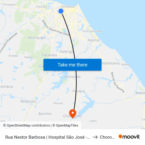 Rua Nestor Barbosa | Hospital São José - Amadeu Furtado to Chorozinho map