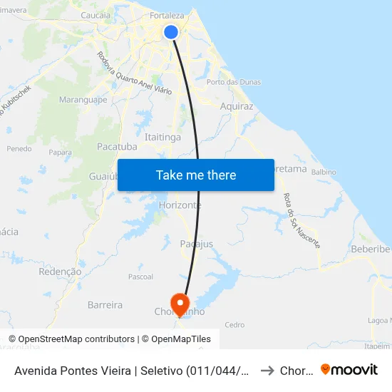 Avenida Pontes Vieira | Seletivo (011/044/045/085/099) - São João Do Tauape to Chorozinho map