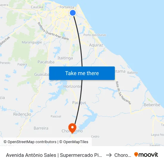 Avenida Antônio Sales | Supermercado Pinheiro - Dionísio Torres to Chorozinho map