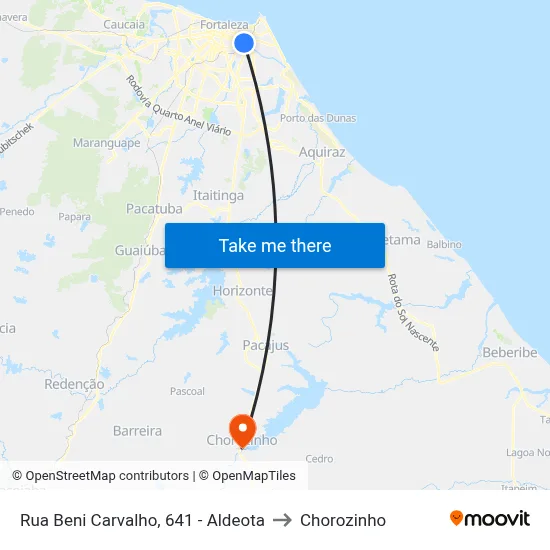 Rua Beni Carvalho, 641 - Aldeota to Chorozinho map