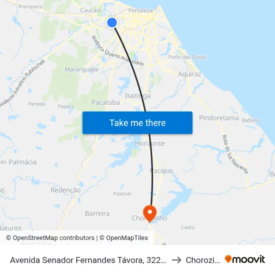 Avenida Senador Fernandes Távora, 3227 - Genibaú to Chorozinho map