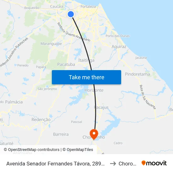 Avenida Senador Fernandes Távora, 2890 - Autran Nunes to Chorozinho map