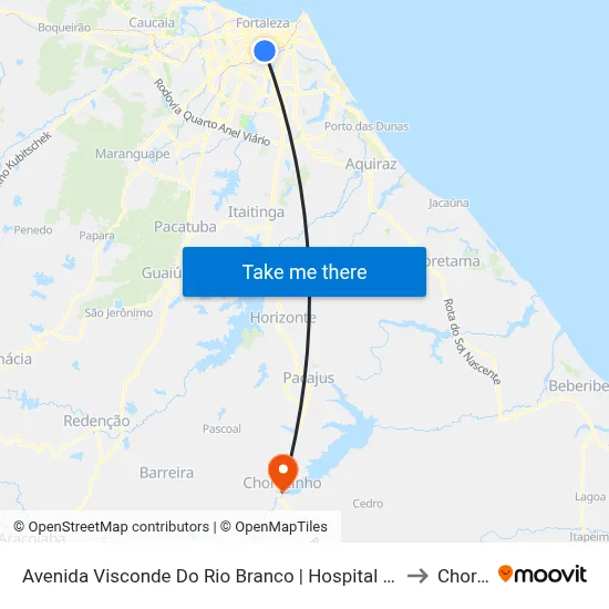 Avenida Visconde Do Rio Branco | Hospital Regional Unimed - São João Do Tauape to Chorozinho map