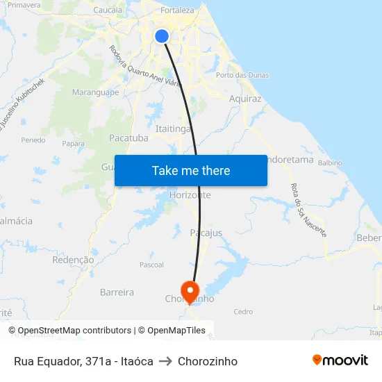 Rua Equador, 371a - Itaóca to Chorozinho map