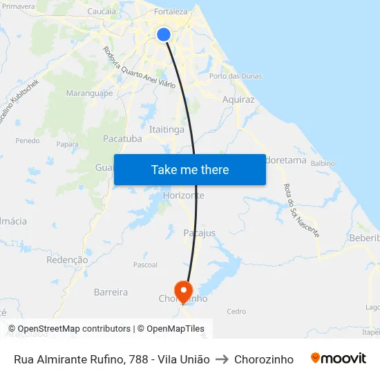 Rua Almirante Rufino, 788 - Vila União to Chorozinho map