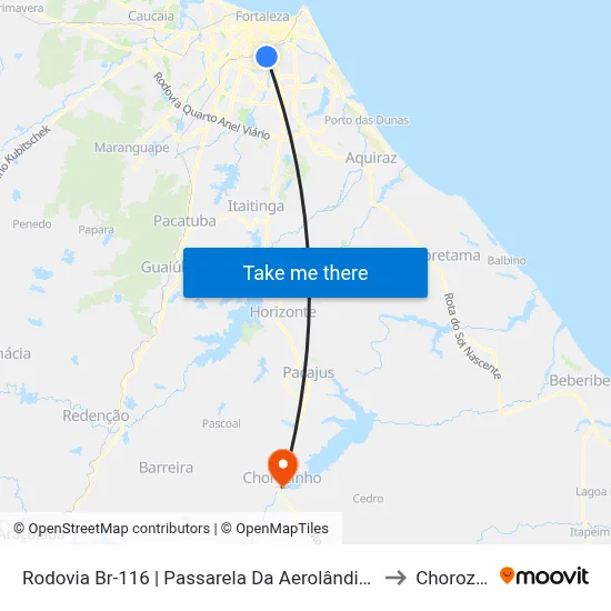 Rodovia Br-116 | Passarela Da Aerolândia - Aerolândia to Chorozinho map